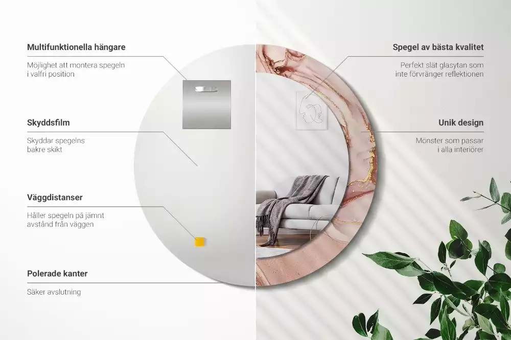 Ronde spiegel met decoratie Abstracte vloeistof