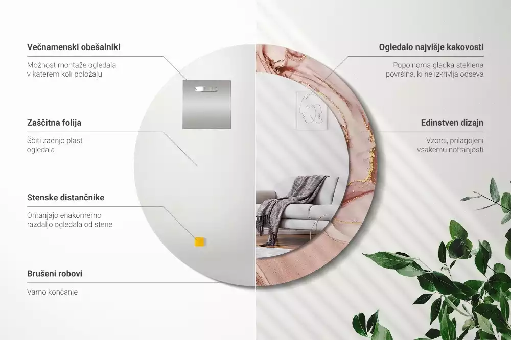 Ronde spiegel met decoratie Abstracte vloeistof