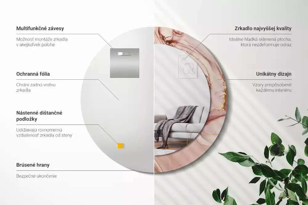 Ronde spiegel met decoratie Abstracte vloeistof