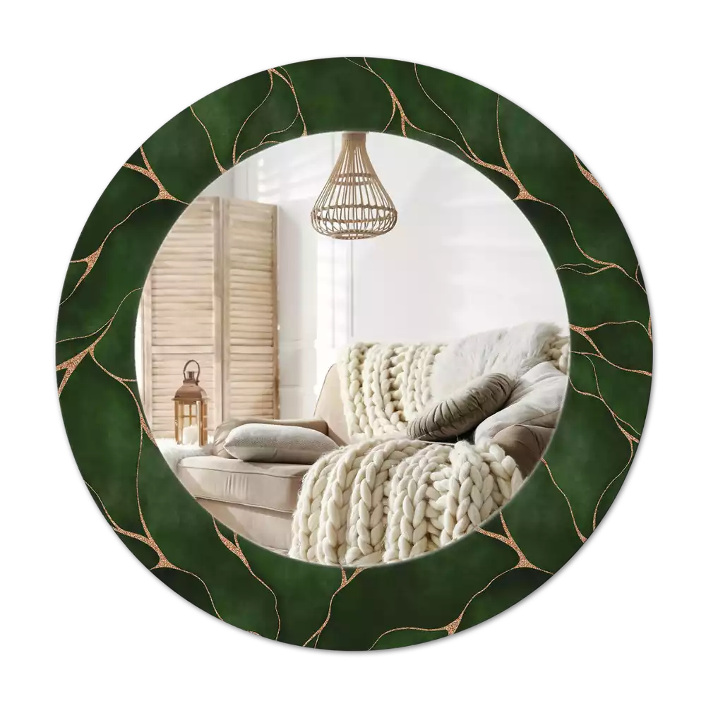 Ronde spiegel met bedrukte lijst Abstract blad