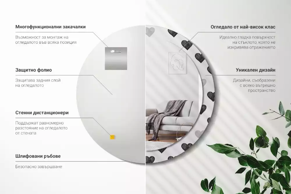 Bedrukte ronde spiegel Abstracte harten