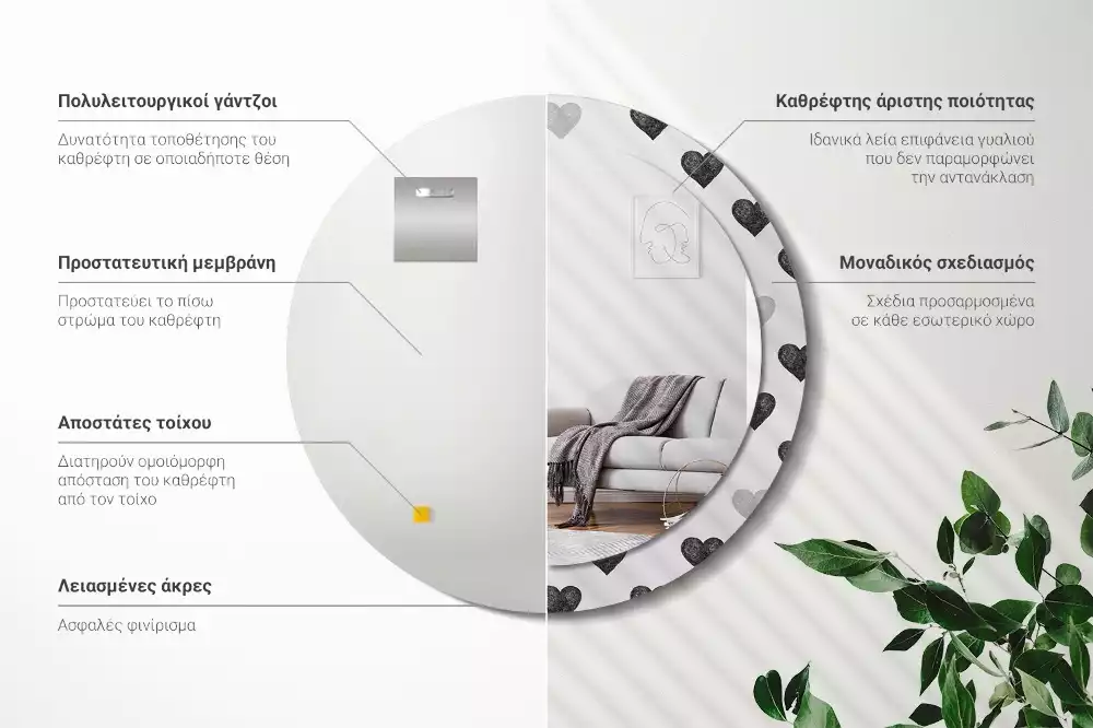 Bedrukte ronde spiegel Abstracte harten