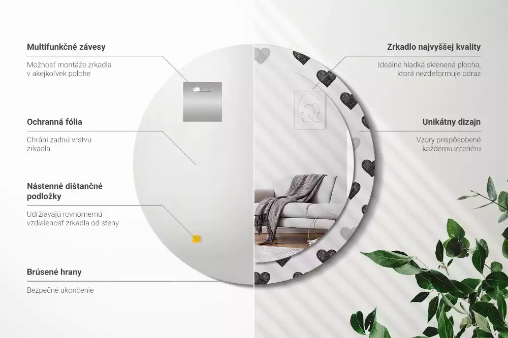 Bedrukte ronde spiegel Abstracte harten