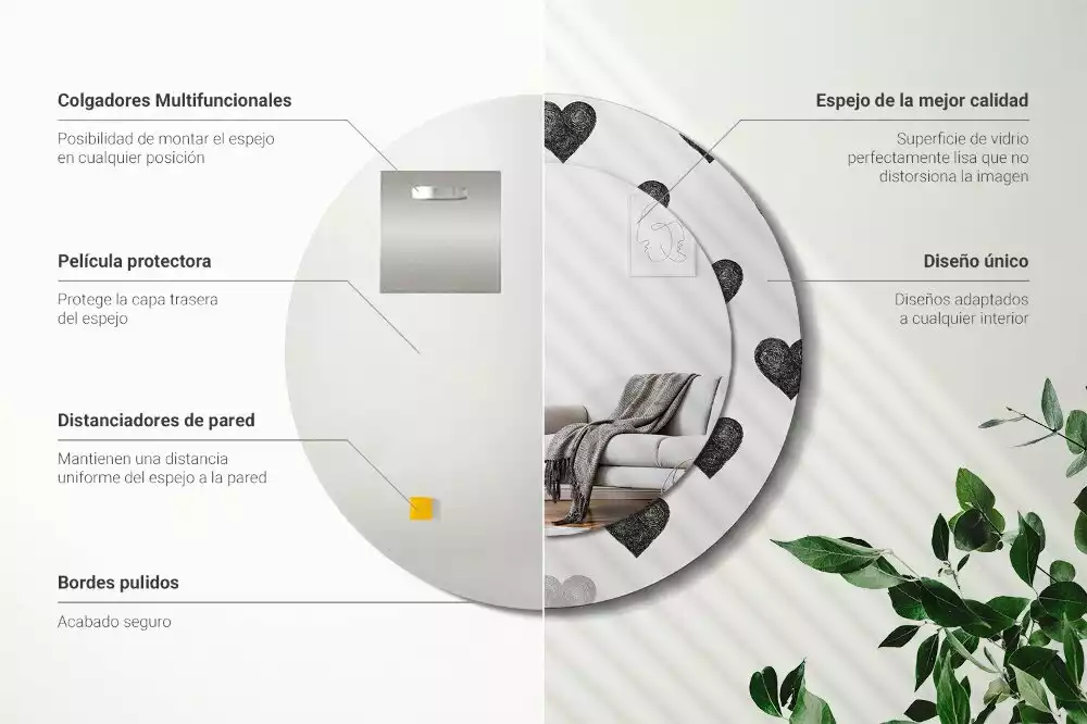 Bedrukte ronde spiegel Abstracte harten