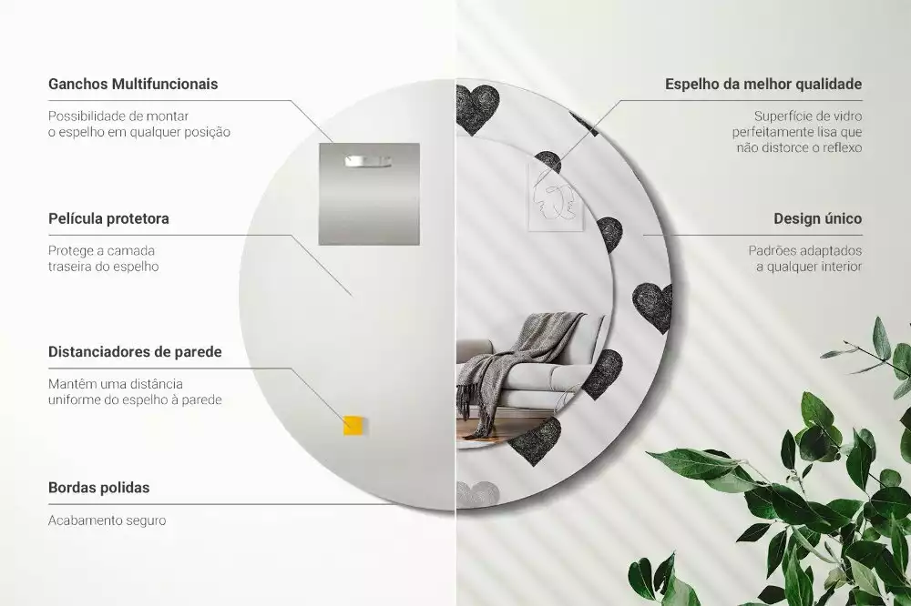 Bedrukte ronde spiegel Abstracte harten