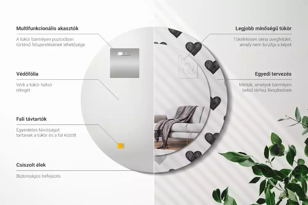 Bedrukte ronde spiegel Abstracte harten