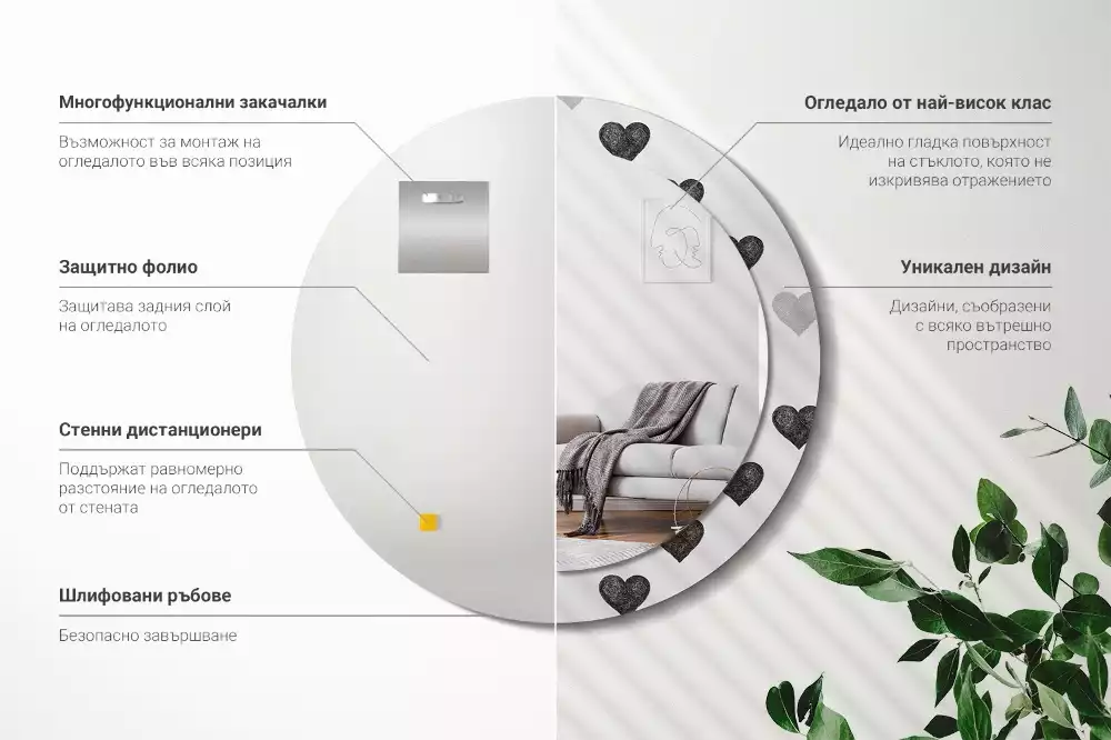 Bedrukte ronde spiegel Abstracte harten