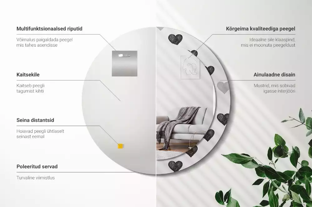 Bedrukte ronde spiegel Abstracte harten