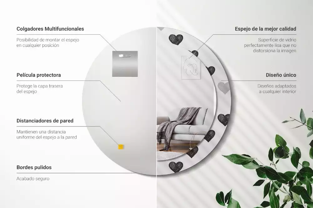 Bedrukte ronde spiegel Abstracte harten