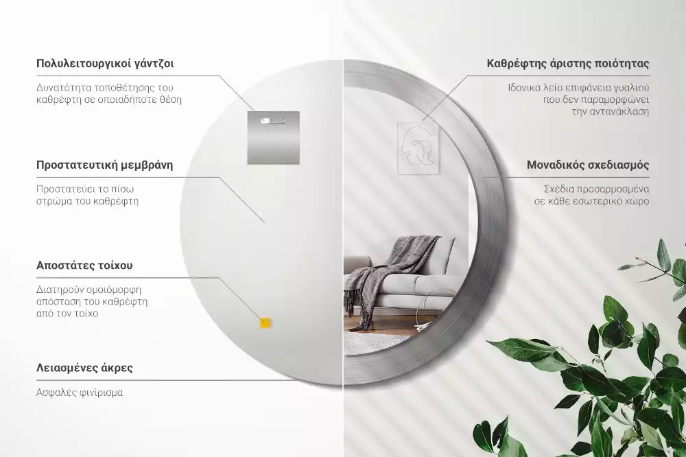 Bedrukte ronde spiegel Imitatiemetaal