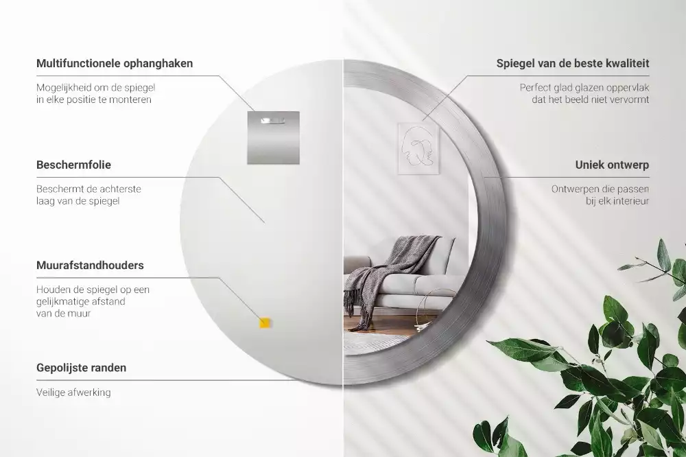 Bedrukte ronde spiegel Imitatiemetaal