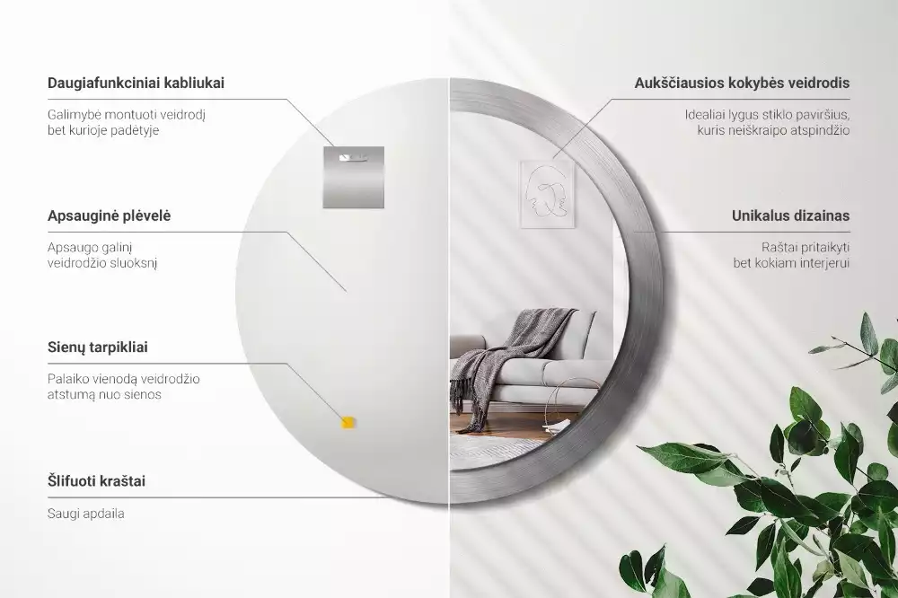 Bedrukte ronde spiegel Imitatiemetaal