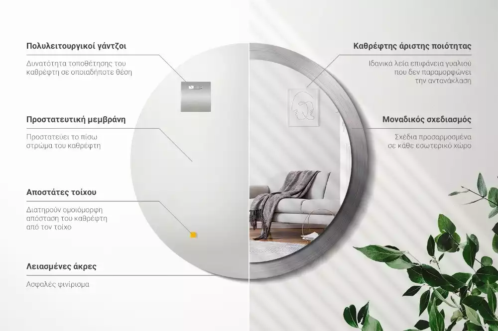 Bedrukte ronde spiegel Imitatiemetaal