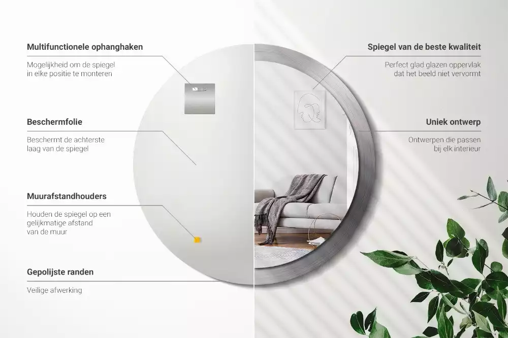 Bedrukte ronde spiegel Imitatiemetaal