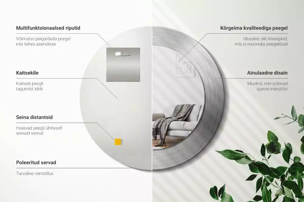 Bedrukte ronde spiegel Imitatiemetaal