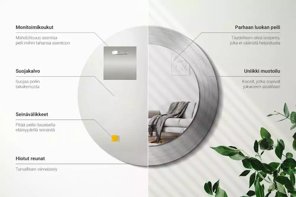 Bedrukte ronde spiegel Imitatiemetaal