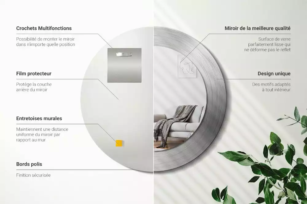 Bedrukte ronde spiegel Imitatiemetaal