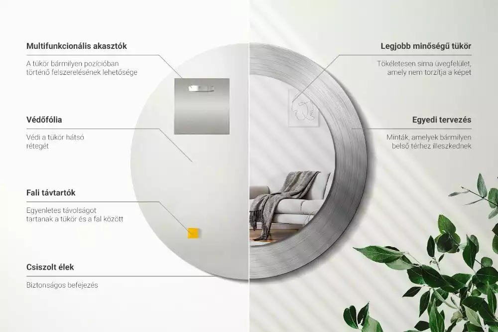 Bedrukte ronde spiegel Imitatiemetaal