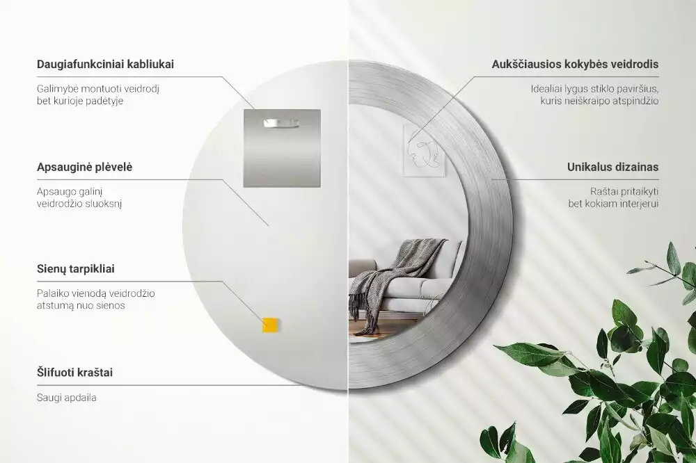 Bedrukte ronde spiegel Imitatiemetaal