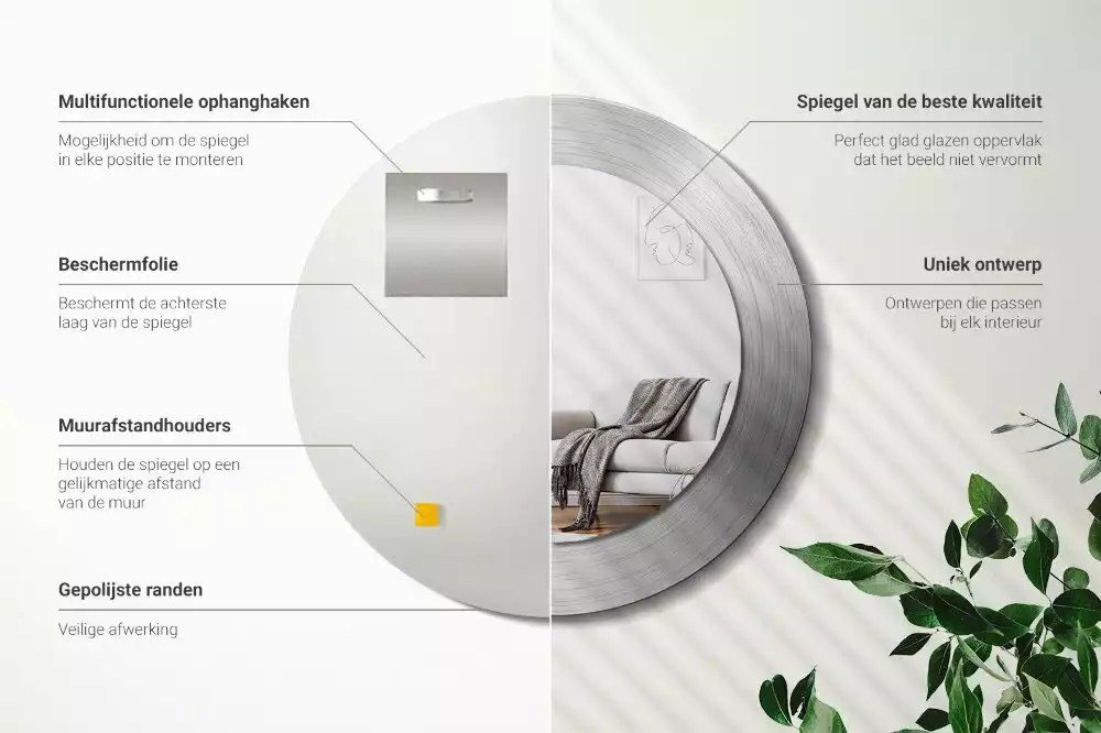 Bedrukte ronde spiegel Imitatiemetaal