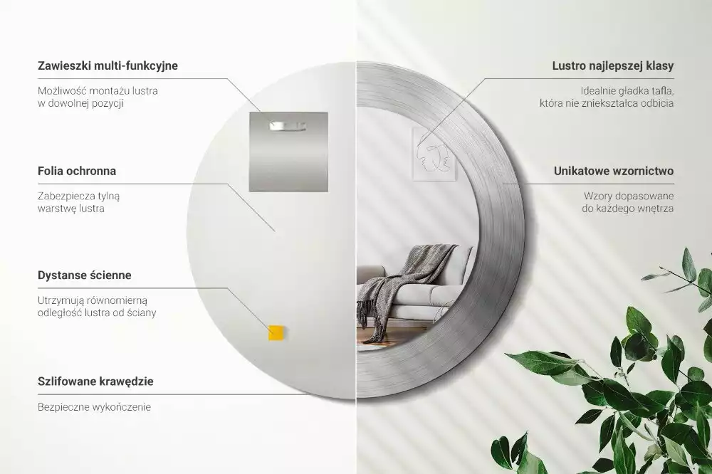 Bedrukte ronde spiegel Imitatiemetaal