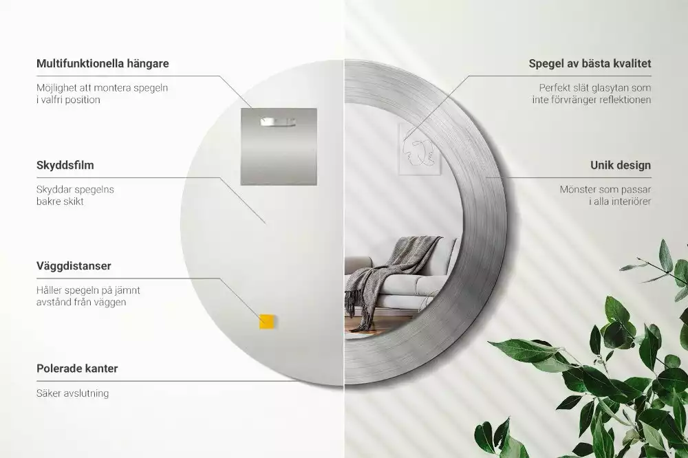 Bedrukte ronde spiegel Imitatiemetaal