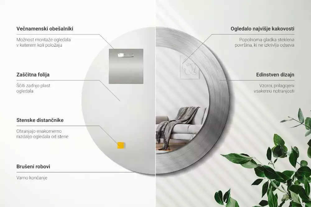 Bedrukte ronde spiegel Imitatiemetaal