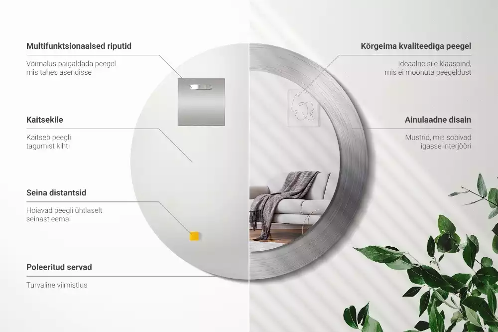 Bedrukte ronde spiegel Imitatiemetaal