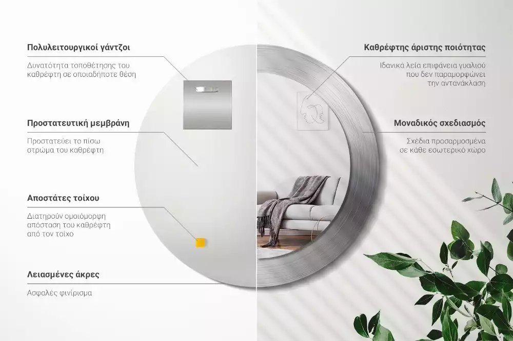 Bedrukte ronde spiegel Imitatiemetaal