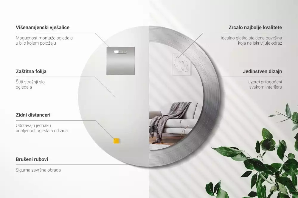 Bedrukte ronde spiegel Imitatiemetaal