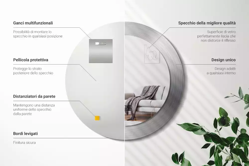 Bedrukte ronde spiegel Imitatiemetaal