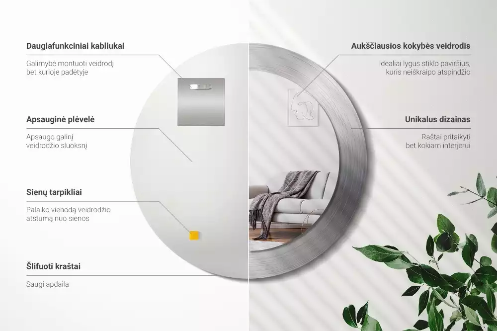 Bedrukte ronde spiegel Imitatiemetaal