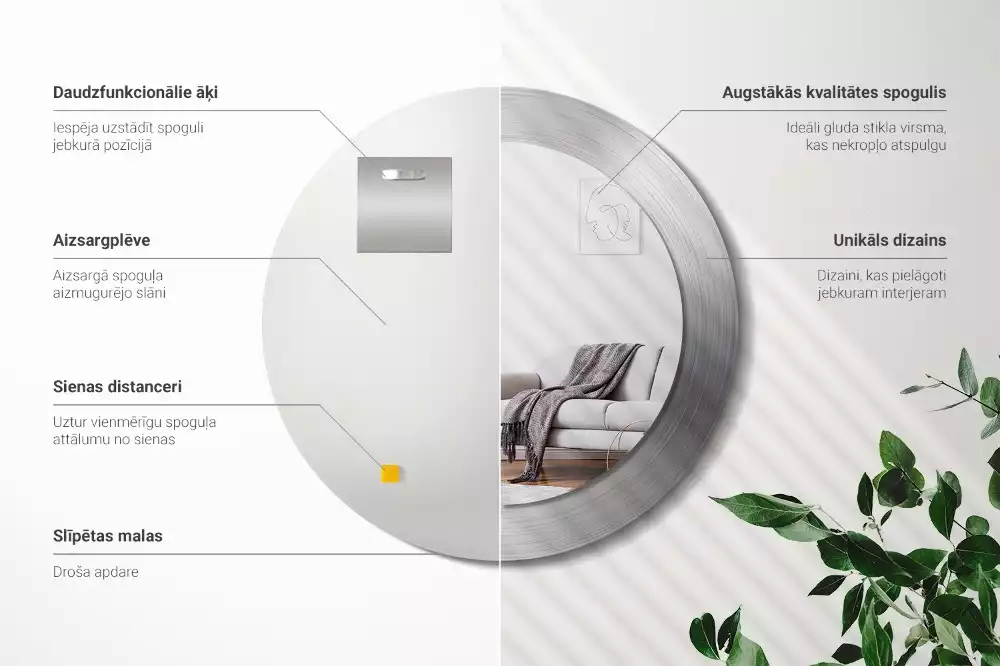 Bedrukte ronde spiegel Imitatiemetaal