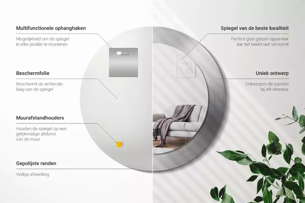 Bedrukte ronde spiegel Imitatiemetaal