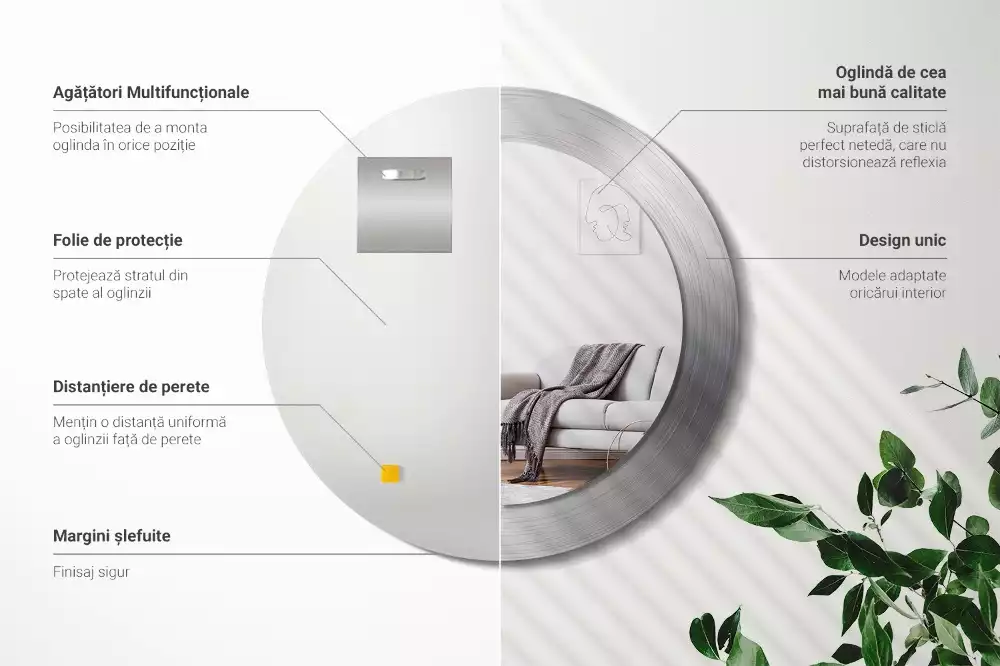 Bedrukte ronde spiegel Imitatiemetaal