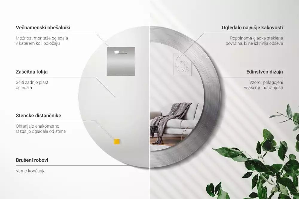 Bedrukte ronde spiegel Imitatiemetaal