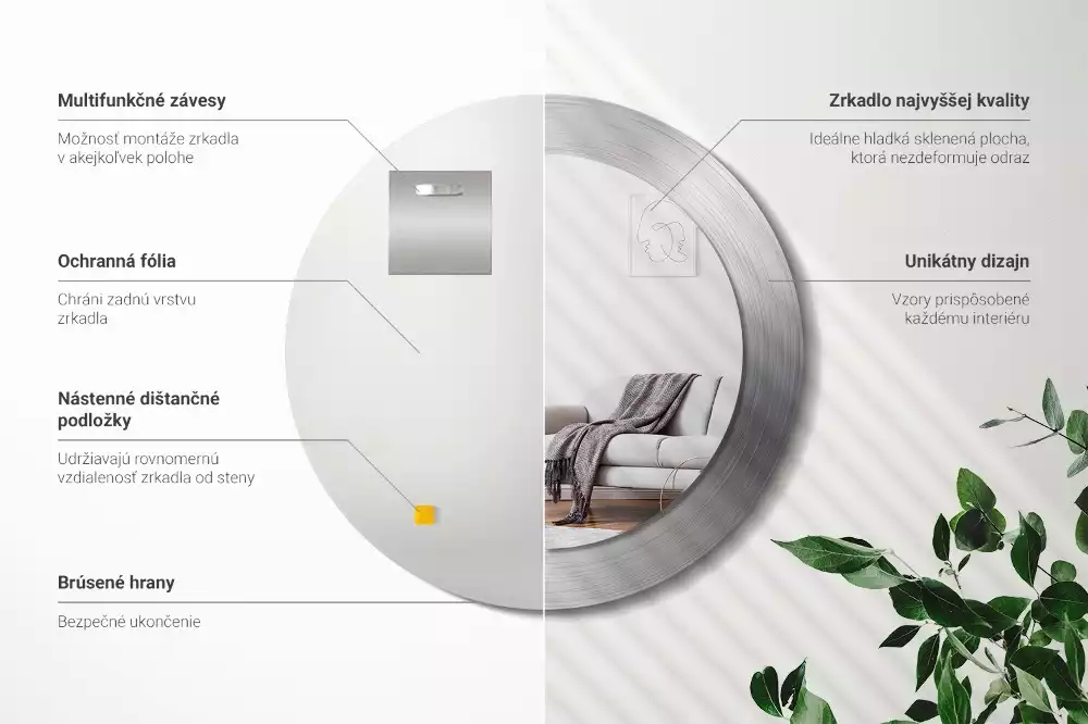 Bedrukte ronde spiegel Imitatiemetaal