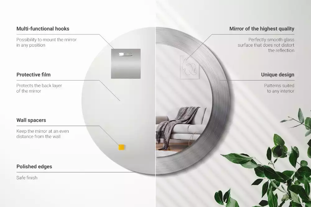 Bedrukte ronde spiegel Imitatiemetaal