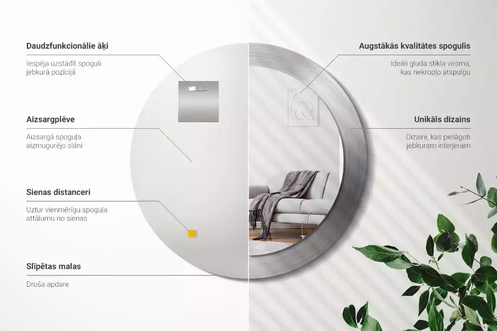 Bedrukte ronde spiegel Imitatiemetaal