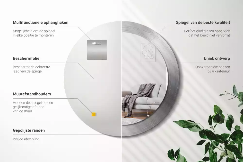 Bedrukte ronde spiegel Imitatiemetaal