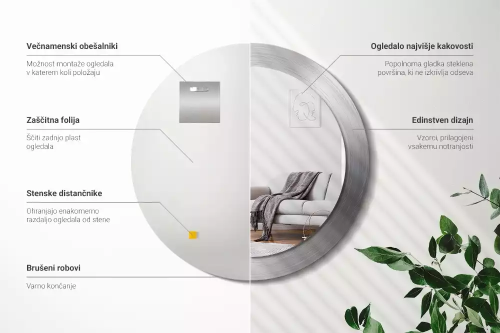 Bedrukte ronde spiegel Imitatiemetaal