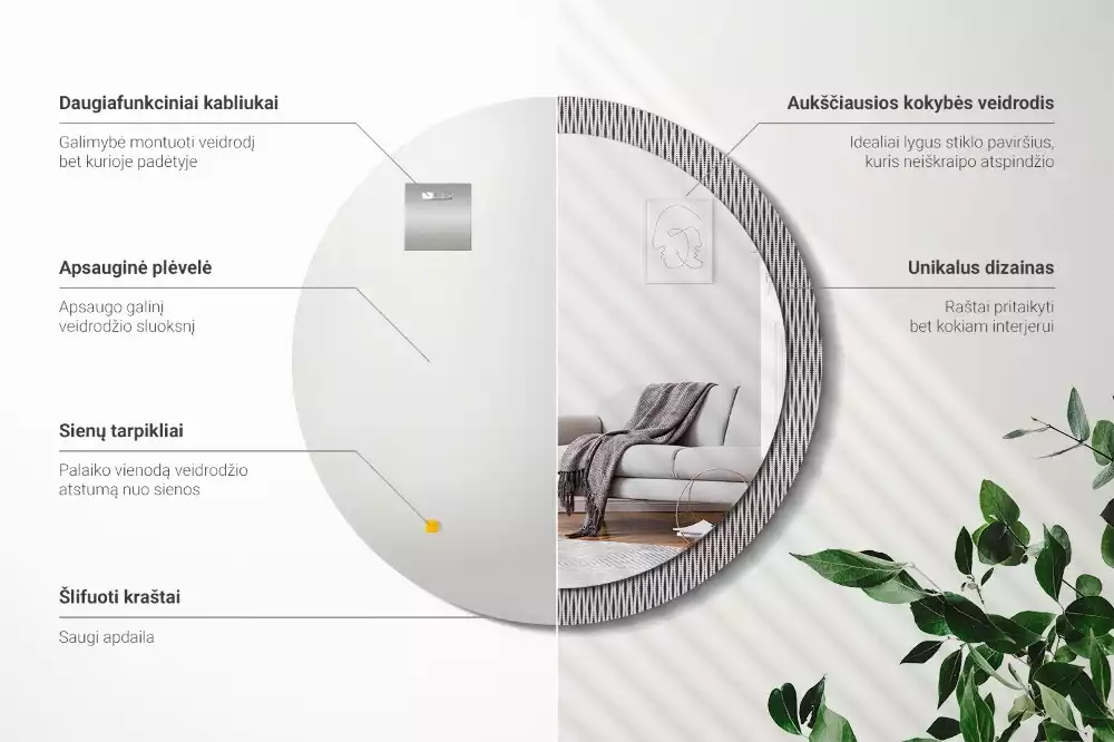 Ronde spiegel met decoratie Geometrisch stippenpatroon