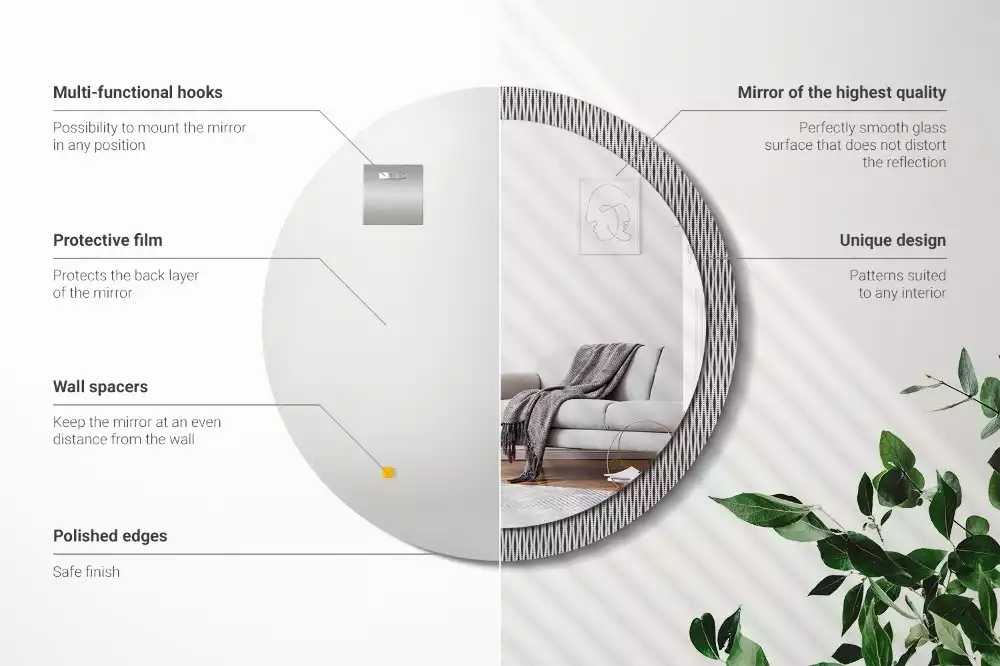Ronde spiegel met decoratie Geometrisch stippenpatroon
