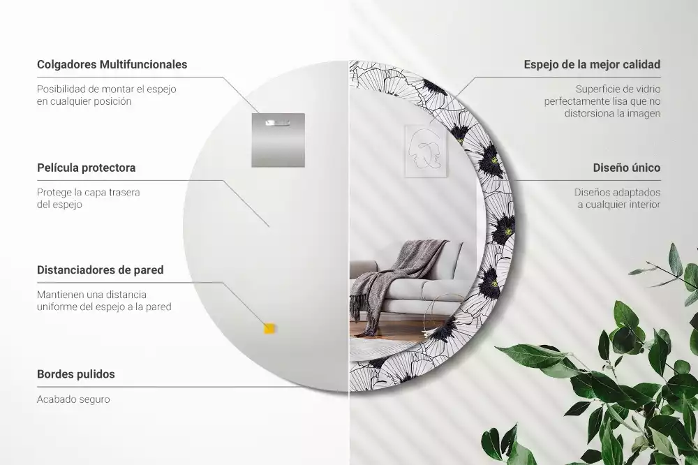 Bedrukte ronde spiegel Bloemstuk