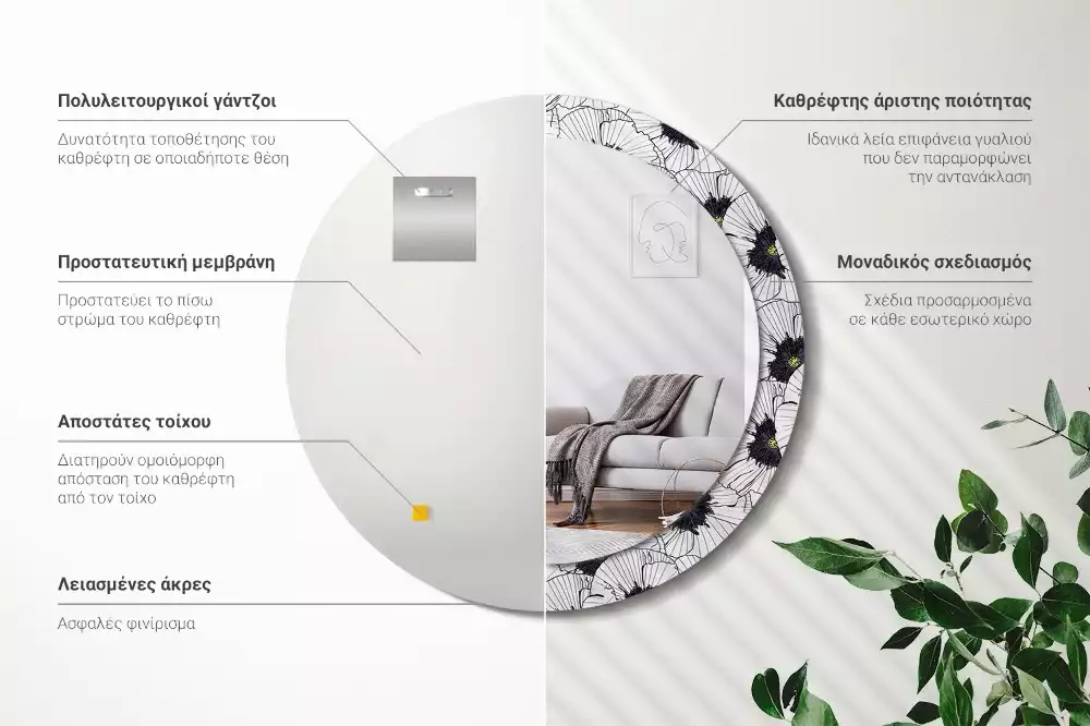 Bedrukte ronde spiegel Bloemstuk