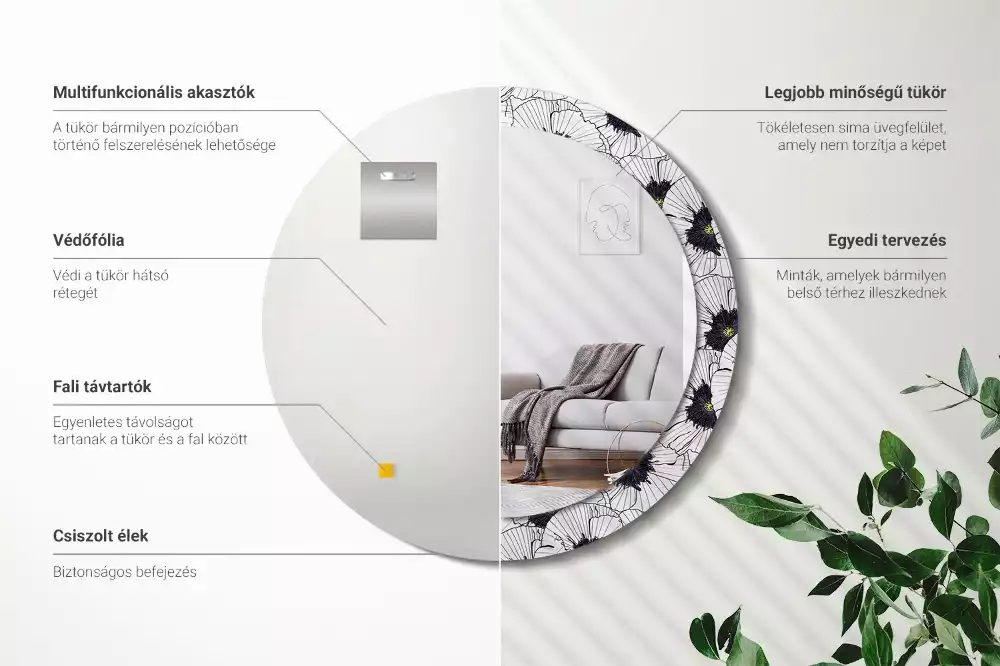 Bedrukte ronde spiegel Bloemstuk