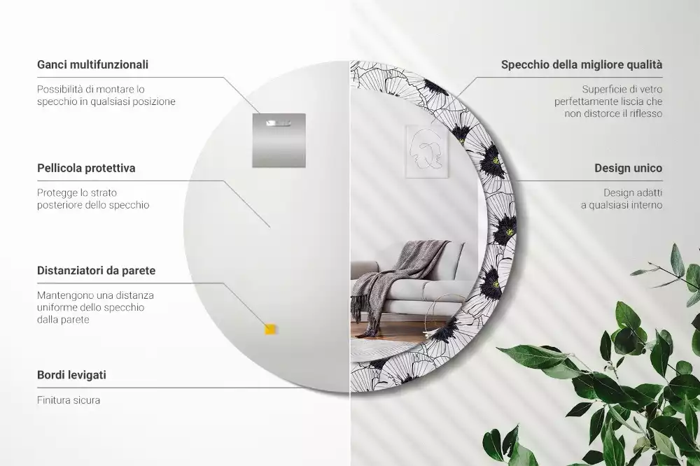 Bedrukte ronde spiegel Bloemstuk