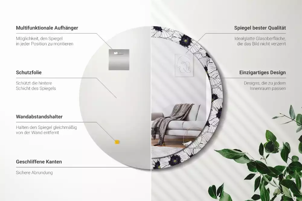 Bedrukte ronde spiegel Bloemstuk