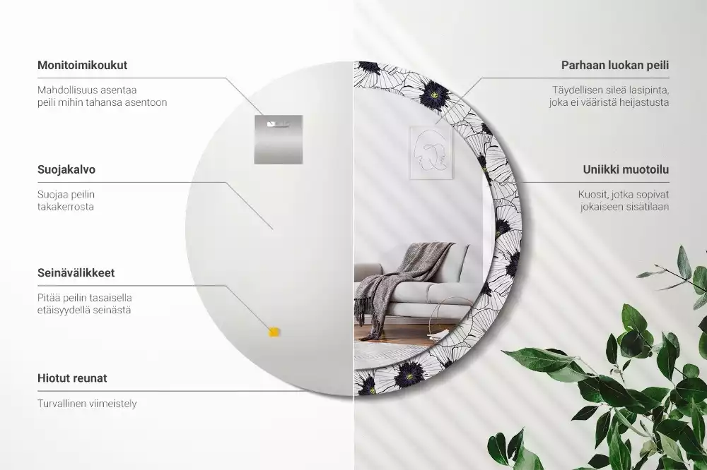 Bedrukte ronde spiegel Bloemstuk