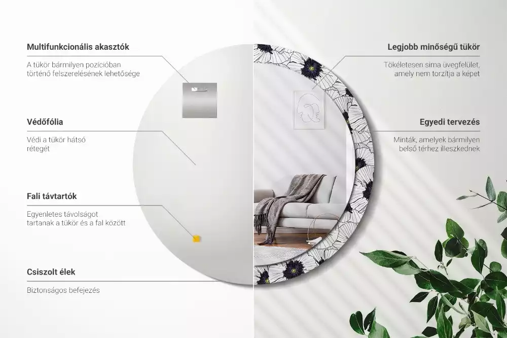 Bedrukte ronde spiegel Bloemstuk